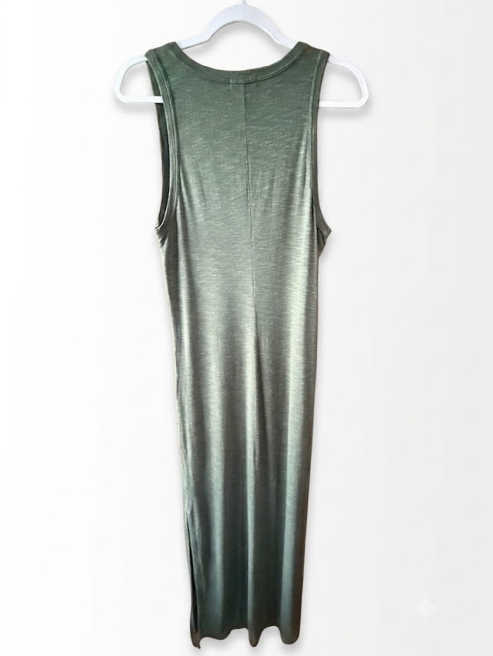 Gap Women’s Tank Maxi Dress with Side Split Heathered Green Size Small Boho - Picture 4 of 7